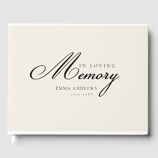 Memory "In Loving Memory" Beige Gastenboek (Voorkant)