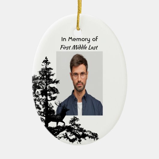 Memory Keepsake Mannelijke herten Keramisch Ornament (Voorkant)