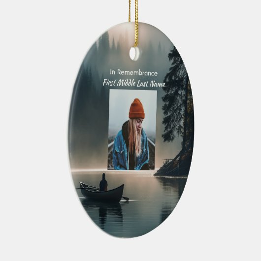  Memory Keepsake Wilderness Lake Canoe Keramisch Ornament (Rechts)