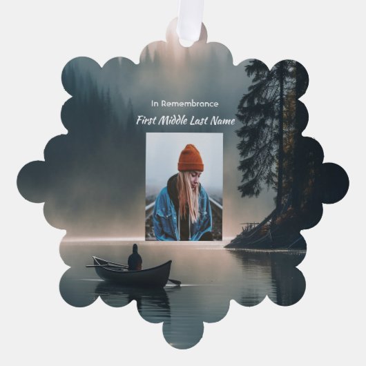 Memory Keepsake Wilderness Lake Canoe Ornament Kaart (Voorkant)