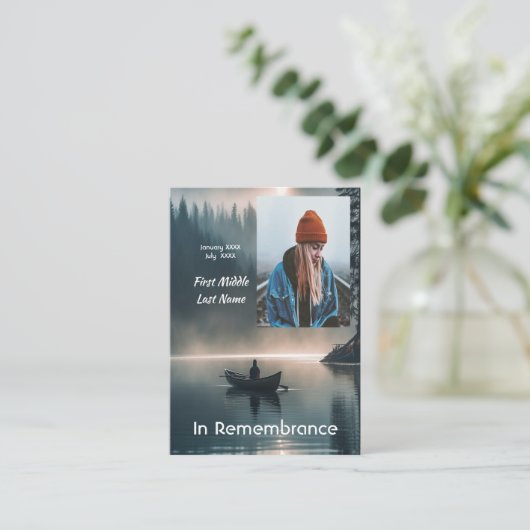  Memory Keepsake Wilderness Lake Canoe Visitekaartje (Staand voorkant)