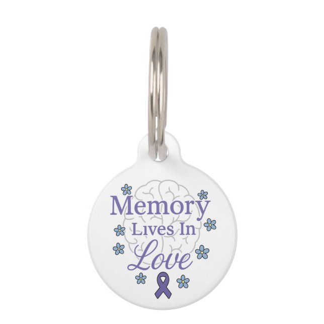 Memory Lives In Love Alzheimer’s Awareness Huisdierpenning (Voorkant)