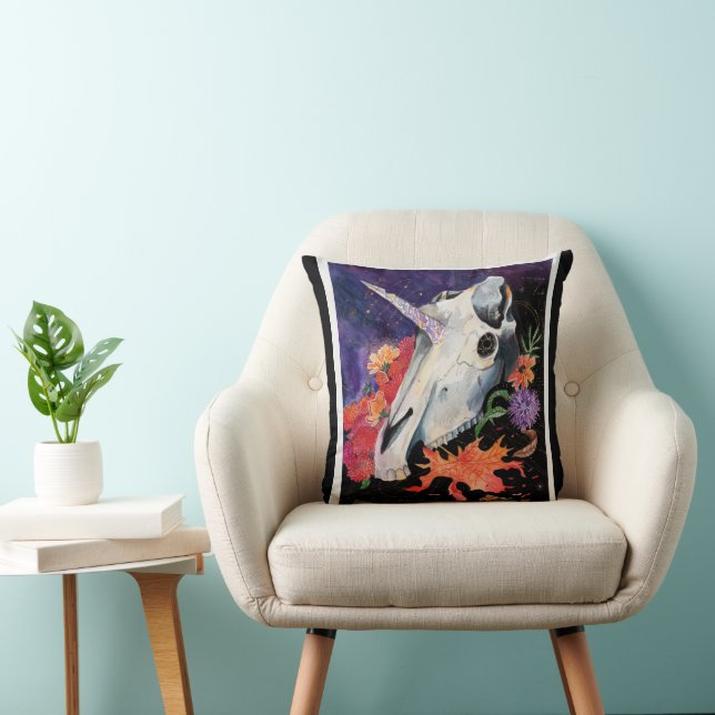 Memory Maps Autumn Vibes Unicorn Skull Poster Tas Kussen (Stoel)
