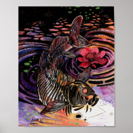 Memory Maps herfst Vibes Koi Skeleton Reflections Poster