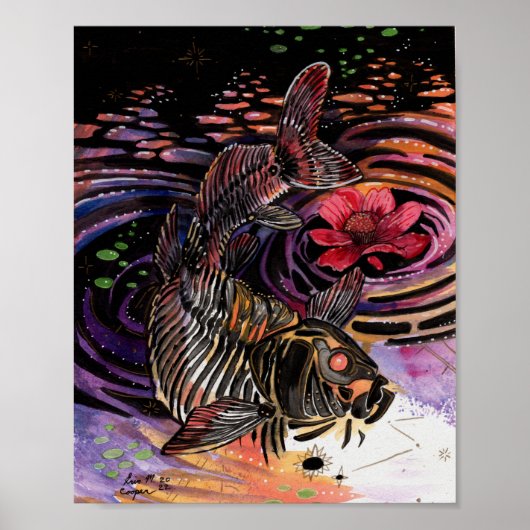 Memory Maps herfst Vibes Koi Skeleton Reflections Poster (Voorkant)