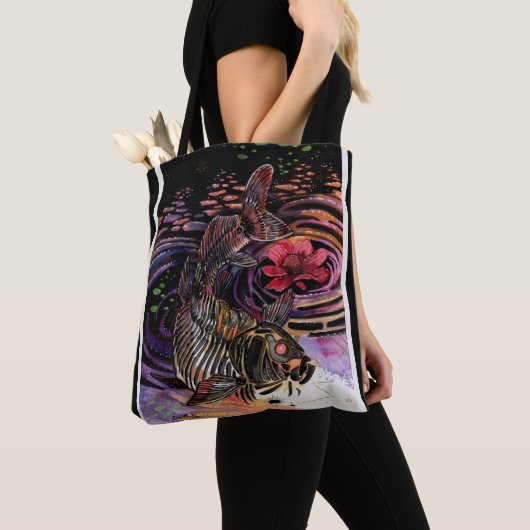 Memory Maps herfst Vibes Koi Skeleton Reflections Tote Bag (Dichtbij)
