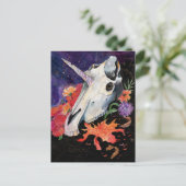 Memory Maps herfst Vibes Unicorn Skull Feestdagenkaart (Staand voorkant)