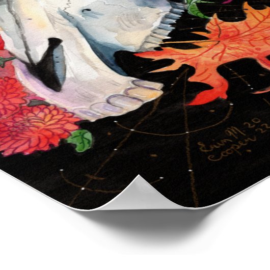 Memory Maps herfst Vibes Unicorn Skull Poster (Hoek)