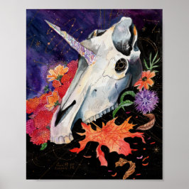 Memory Maps herfst Vibes Unicorn Skull Poster