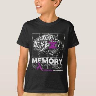 Memory Matter Paarse Lint Brain Puzzle Alzheimer T-shirt