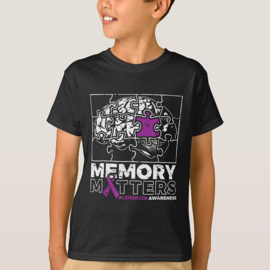 Memory Matter Paarse Lint Brain Puzzle Alzheimer T-shirt (Voorkant)