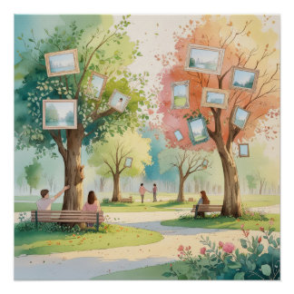 Memory Park – Reflectieve Aquarel Emotionele Kunst Perfect Poster