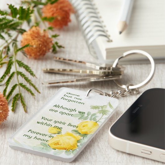 Memory Photo Yellow Roses Garden Flowers Sleutelhanger (Voorkant Rechts)