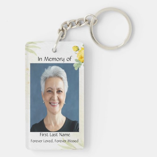  Memory Photo Yellow Roses Garden Flowers Sleutelhanger (achterkant)
