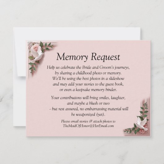 Memory Request Enclosure - Pink Roses & Doves  (Voorkant)