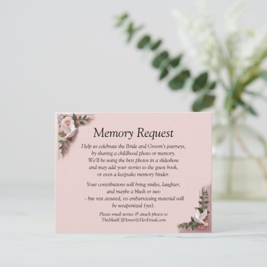 Memory Request Enclosure - Pink Roses & Doves  (Staand voorkant)