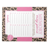 Memory Tray Luipaard en Roze Baby shower Game Pack Notitieblok (Voorkant)