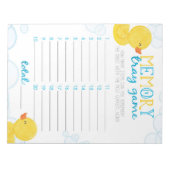Memory Tray Rubber Duck Baby shower Game Pack Notitieblok (Voorkant)