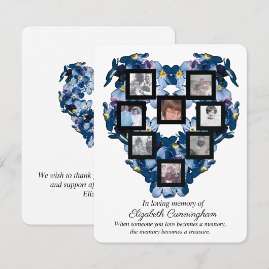 Memory Treasure Floral Heart Design Dank u (Voorkant / Achterkant)