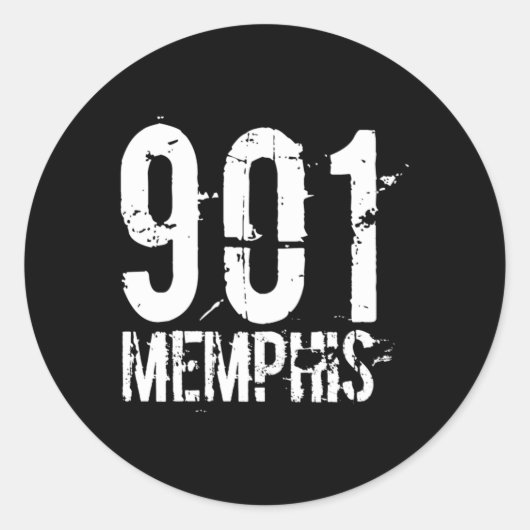 Memphis 901 netnummer noodlijdend ronde sticker (Voorkant)