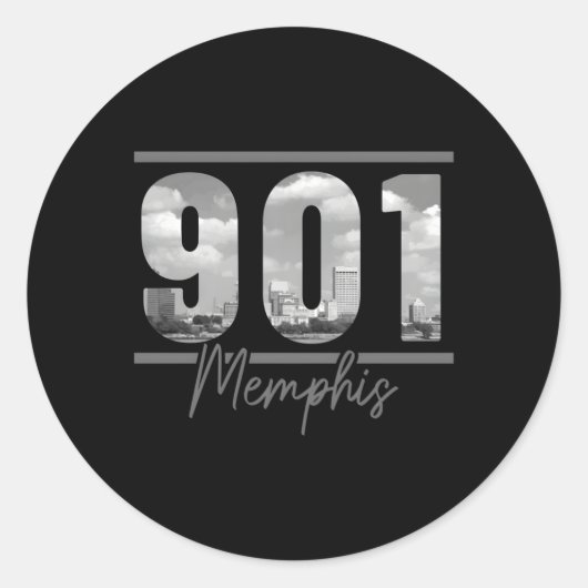 Memphis 901 Netnummer Skyline Tennessee Ronde Sticker (Voorkant)