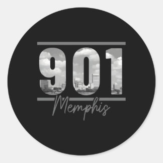 Memphis 901 Netnummer Skyline Tennessee Ronde Sticker