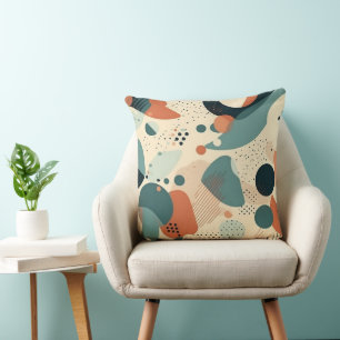 Memphis Abstract Kleurblok Navy Oranje Teal Kussen