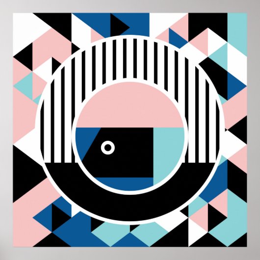Memphis abstract poster design. Face geometric mak (Voorkant)