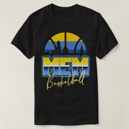 Memphis Basketbal Retro 90s Chrome Skyline T-shirt (Design voorkant)