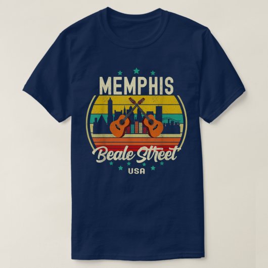 Memphis Beale Street Blues Music  Guitar Mu T-shirt (Design voorkant)