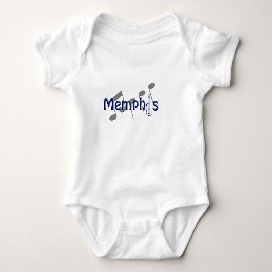 memphis blauw met muzieknoten romper (Voorkant)