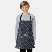 Memphis Blauw Sinaasappel Minimal Pattern Schort (Gedragen)