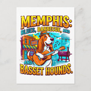 Memphis Blues Barbecue En Basset Honden Briefkaart