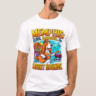 Memphis Blues Barbecue En Basset Honden T-shirt