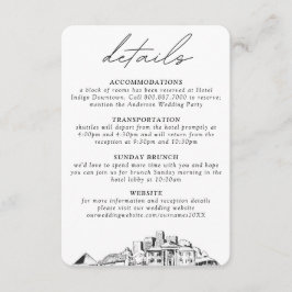 Memphis bruiloft kleine verticale details informatiekaartje