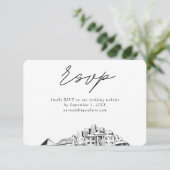 Memphis Bruiloft Minimalistische Schets RSVP Informatiekaartje (Staand voorkant)