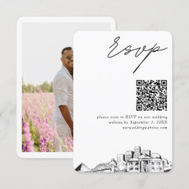Memphis Bruiloft RSVP QR Code Klein Informatiekaartje