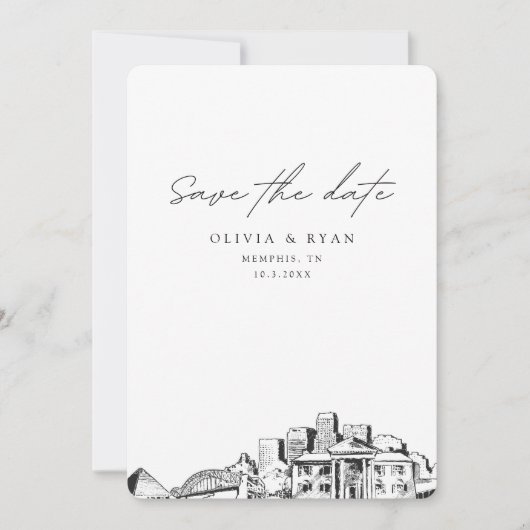 Memphis Bruiloft Save the Date Downtown Bruiloft Kaart (Voorkant)