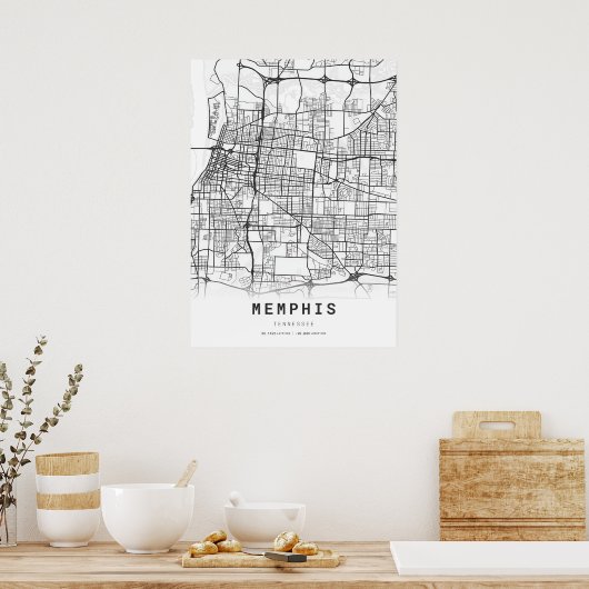 Memphis City Map Poster (Keuken)