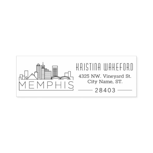 Memphis City Skyline | Aangepast adres Zelfinktende Stempel (Design)