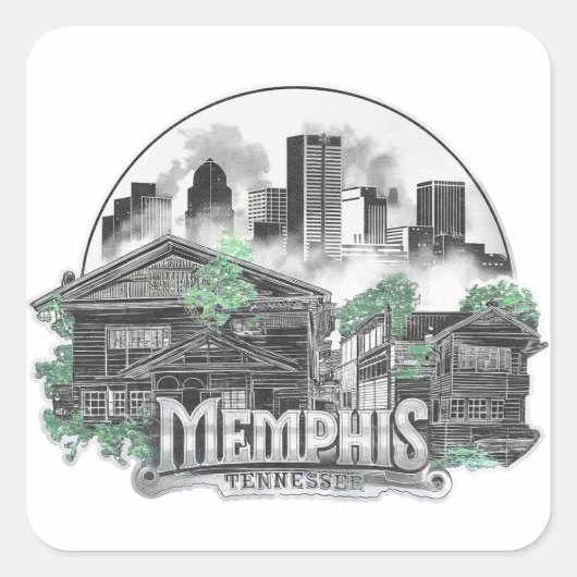 Memphis City Tennessee Verenigde Staten Vierkante Sticker (Voorkant)