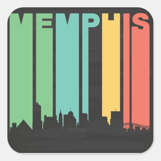  Memphis Cityscape Vierkante Sticker (Voorkant)