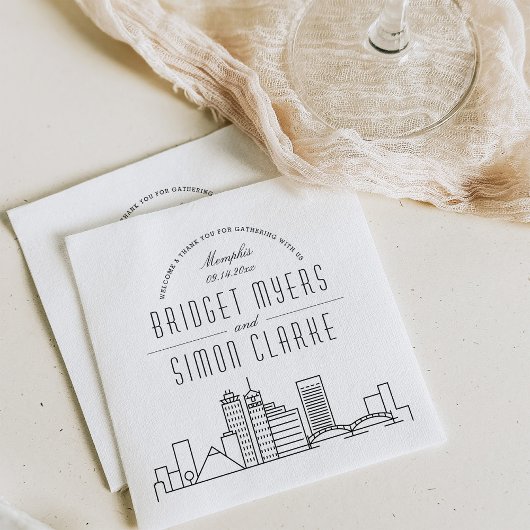 Memphis Deco Skyline | Weddenschap Napkins Servet