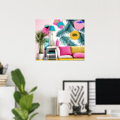 Memphis Design Feest in de Woonkamer Poster (Thuiskantoor)