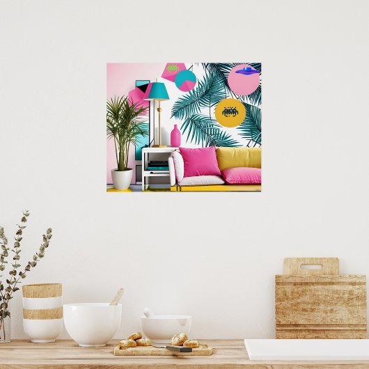 Memphis Design Party in the Living Room Poster (Keuken)