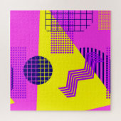 Memphis Eighties: geometrische vormen achtergrond Legpuzzel (Horizontaal)