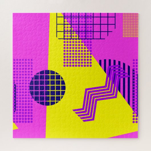 Memphis Eighties: geometrische vormen achtergrond Legpuzzel (Horizontaal)