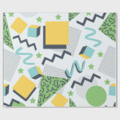 Memphis-geïnspireerde groene en gele geometrische cadeaupapier (Vlak)