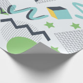 Memphis-geïnspireerde groene en gele geometrische cadeaupapier (Hoek)