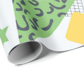 Memphis-geïnspireerde groene en gele geometrische cadeaupapier (Rol Hoek)